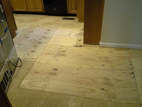 Water damaged sub-floor repair, Ooltewah, TN